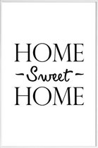 JUNIQE - Poster in kunststof lijst Home Sweet Home -20x30 /Wit & Zwart