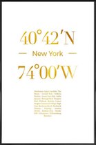JUNIQE - Poster met kunststof lijst New York gouden -30x45 /Goud & Wit