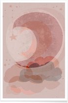 JUNIQE - Poster Gentle Moon -60x90 /Roze