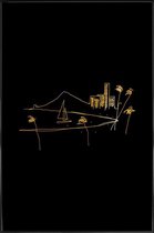 JUNIQE - Poster met kunststof lijst Hawaii gouden -40x60 /Goud & Zwart