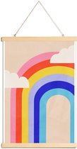 JUNIQE - Posterhanger Regenboog en wolken -40x60 /Kleurrijk