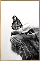 JUNIQE - Poster met kunststof lijst Butterfly Kiss -60x90 /Grijs