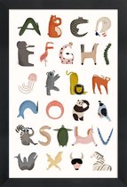 JUNIQE - Poster in houten lijst Animal Alphabet -20x30 /Kleurrijk