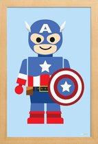 JUNIQE - Poster in houten lijst Capitan America Speelgoed -60x90