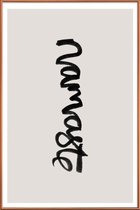 JUNIQE - Poster met kunststof lijst Namaste -40x60 /Ivoor & Zwart