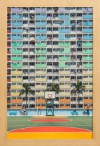JUNIQE - Poster met houten lijst On the Court -13x18 /Kleurrijk