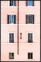 JUNIQE - Poster in kunststof lijst Pastel Facade -60x90 /Roze