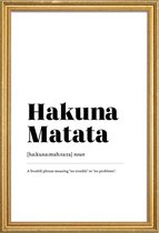 JUNIQE - Poster met houten lijst Hakuna Matata -20x30 /Wit & Zwart