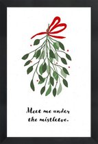 JUNIQE - Poster met houten lijst Mistletoe -13x18 /Groen & Rood