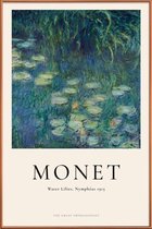 JUNIQE - Poster met kunststof lijst Monet - Water Lilies, Nymphéas