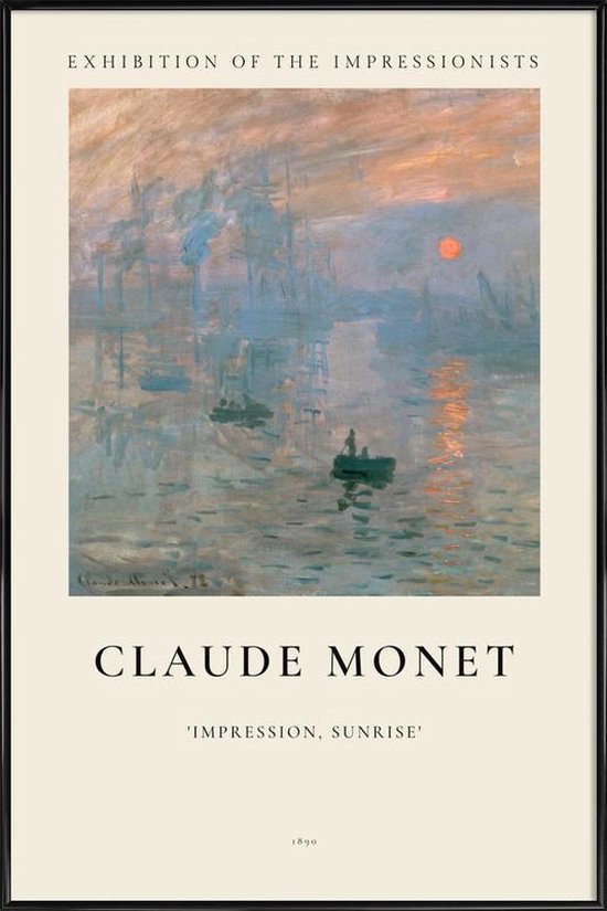 JUNIQE - Poster in kunststof lijst Monet - Impression, soleil levant