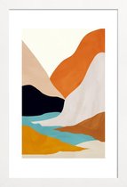 JUNIQE - Poster in houten lijst Mountainscape -40x60 /Kleurrijk