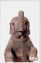 JUNIQE - Poster in kunststof lijst Elephant -40x60 /Grijs