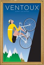 JUNIQE - Poster met houten lijst Ventoux -40x60 /Blauw & Geel