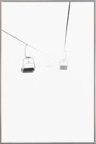 JUNIQE - Poster met kunststof lijst Mistige skilift -60x90 /Wit