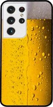 - ADEL Siliconen Back Cover Softcase Hoesje Geschikt voor Samsung Galaxy S21 Ultra - Pils Bier
