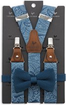Sir Redman - Bretels met strik - bretels combi pack Paisley Sketch blauw - blauw