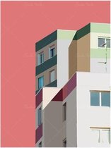 Brutalist Architectural Bauhaus Posters Red - 30x40cm Canvas - Multi-color