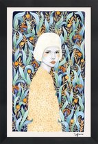 JUNIQE - Poster in houten lijst Emilia -60x90 /Blauw & Geel