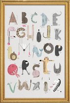 JUNIQE - Poster met houten lijst ABC Kids -60x90 /Kleurrijk