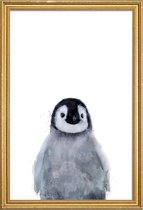 JUNIQE - Poster met houten lijst Kleine pinguïn illustratie -13x18