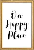 JUNIQE - Poster met houten lijst Our Happy Place -60x90 /Wit & Zwart
