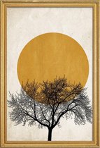 JUNIQE - Poster met houten lijst Wintermorgen -30x45 /Geel