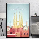 Barcelona Minimalist Poster - 40x60cm Canvas - Multi-color