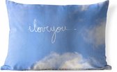 Sierkussen Texte d'amour pour l'extérieur - Je t'aime écrit avec la couleur des nuages - 50x30 cm - Coussin de jardin rectangulaire résistant aux intempéries / coussin de salon de jardin en polyester