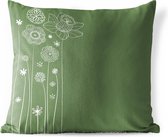 Buitenkussens - Tuin - Een bloemdessin illustratie in het groen - 60x60 cm