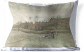 Sierkussen Anton Mauve voor buiten - Bleekveld - Schilderij van Anton Mauve - 50x30 cm - rechthoekig weerbestendig tuinkussen / tuinmeubelkussen van polyester