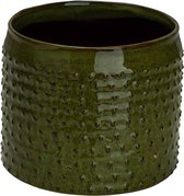 Bloempot voor Binnen en Buiten - Plantenbak - Plantenpot - Groen - 13,5x13,5xh12,5cm - Cilindrisch aardewerk