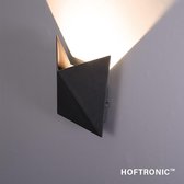 HOFTRONIC Tria - Wandlamp - Zwart - IP54 spuitwaterdicht - 3000K Warm wit - 7 Watt - Moderne muurlamp - zowel geschikt als binnen- en buitenverlichting