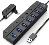 DrPhone Xtreme3 - USB hub 7 poorten - 3.0 hub - Per poort aan/uit zetten - 5 Gbps - Led-indicatie - Zwart