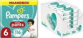 Pampers Baby-Dry Pants maandbox maat 6 116 luierbroekjes en Aqua Pure 864 billendoekjes Pakket