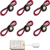 LED terrasoverkapping inbouwspot Pals zwart - inclusief trafo - i.c.m. Somfy RTS / veranda / carport / serre / LED buitenverlichting / 3W / dimbaar / warmwit - set van 6 stuks