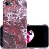 Hoes voor iPhone 7/8 Hoesje Marmer Back Case Hardcover Marmeren Hoes Rood Marmer