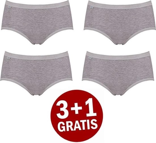 sloggi Basic+ Dames Midi slip - 4-pack - Lichtgrijs - Maat 48