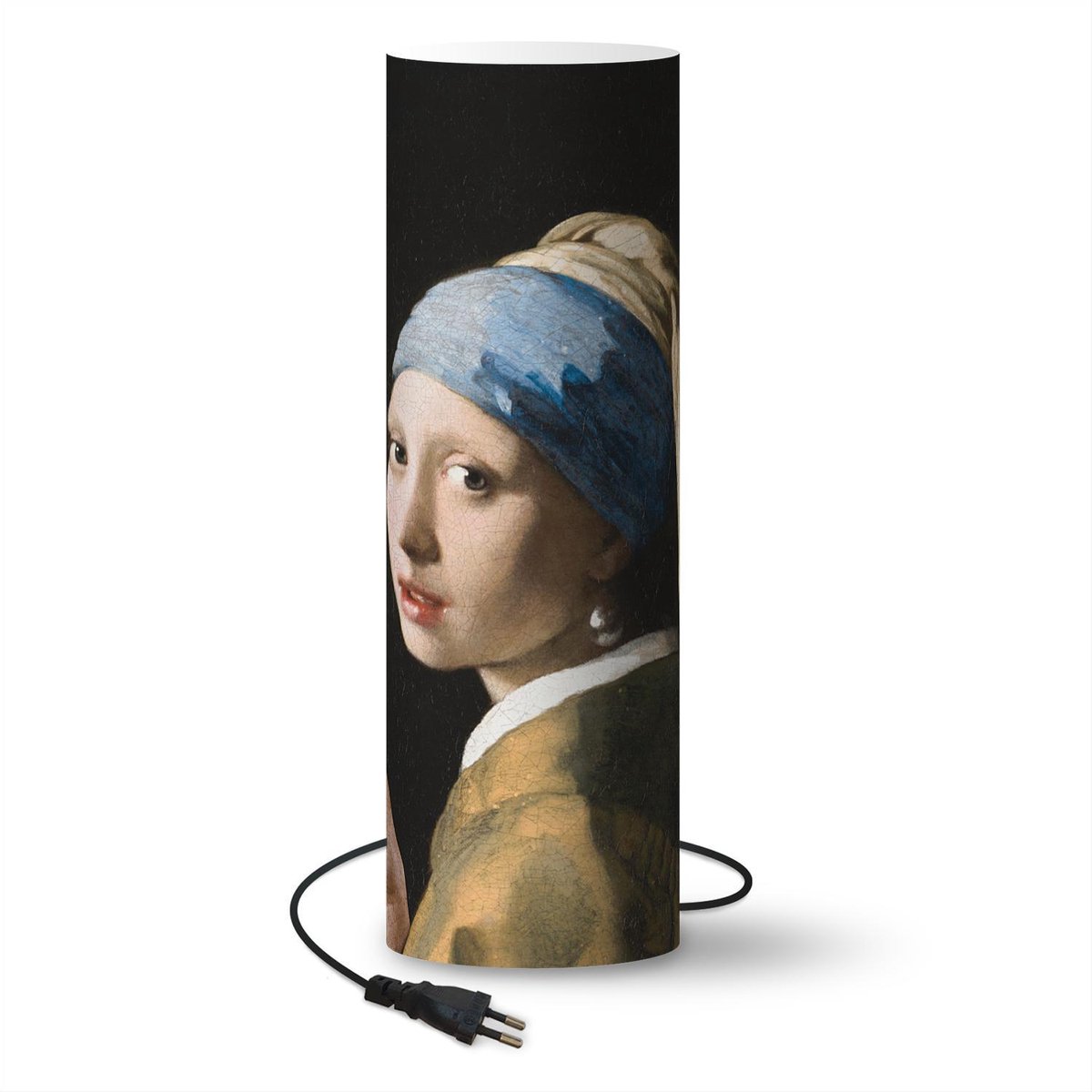 Lamp - Nachtlampje - Tafellamp slaapkamer - Het meisje met de parel - Vermeer - Kunst - 60 cm hoog - Ø19.1 cm - Inclusief LED lamp