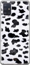 Samsung Galaxy A51 siliconen hoesje - Koeienprint - Soft Case Telefoonhoesje - Zwart - Print