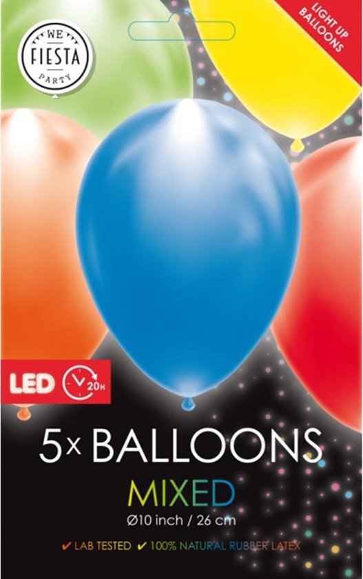 Wefiesta Ballon Led 25 Cm Latex 5 Stuks