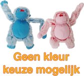 Harige aap roze/blauw - 22 cm - 1 stuks