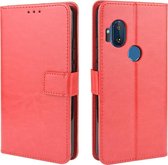 Voor Motorola One Hyper Retro Crazy Horse Texture Horizontale flip lederen tas met houder & kaartsleuven & fotolijst (rood)