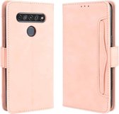 Voor LG K41S / K51S Portemonnee-stijl Skin Feel Calf Pattern lederen tas, met houder en apart kaartslot en fotolijst (roze)