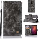 Voor Geschikt voor Xiaomi Redmi Note 4 Retro koperen knop Crazy Horse Horizontale Flip PU lederen tas met houder & kaartsleuven & portemonnee & lanyard (grijs)