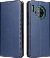 Voor Huawei Mate 30 Fierre Shann PU lederen textuur horizontale flip lederen tas met houder & kaartsleuven & portemonnee (blauw)