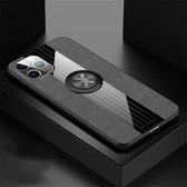 Voor iPhone 11 Pro Max XINLI stiksels Textue schokbestendig TPU beschermhoes met ringhouder (grijs)