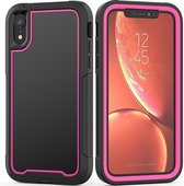 Voor iPhone XR Frame Series TPU + PC Stofdicht Krasbestendig Valbestendig Beschermhoes (Rozerood)