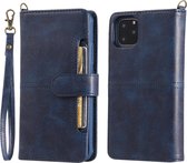 Voor iPhone 11 Pro Max Multifunctioneel Afneembaar Magnetisch Horizontaal Flip Leren Hoesje met Kaartsleuven & Houder & Portemonnee & Fotolijst (Blauw)