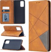 Voor Samsung Galaxy Note 20 Rhombus Texture Horizontale Flip Magnetische Leren Case met Houder & Kaartsleuven & Portemonnee (Geel)